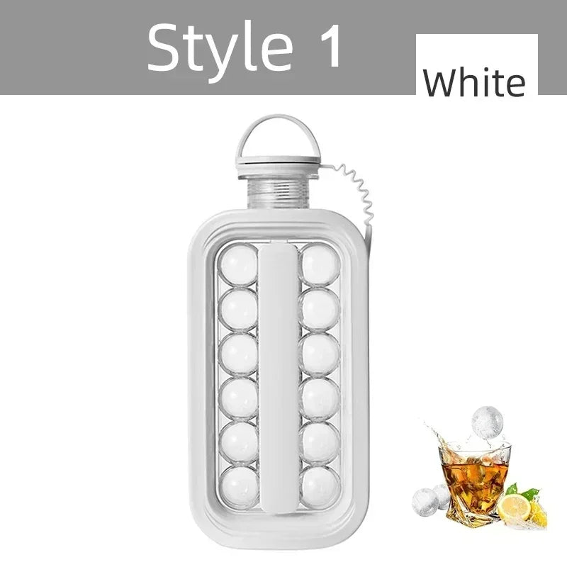 Portable Silicone Ice Making Tray Water Bottle 2-in-1 Creative Ice Cube Mold Kitchen Bar Counter Cold Drink Ice Ball Making Tool