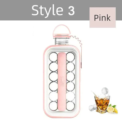 Portable Silicone Ice Making Tray Water Bottle 2-in-1 Creative Ice Cube Mold Kitchen Bar Counter Cold Drink Ice Ball Making Tool