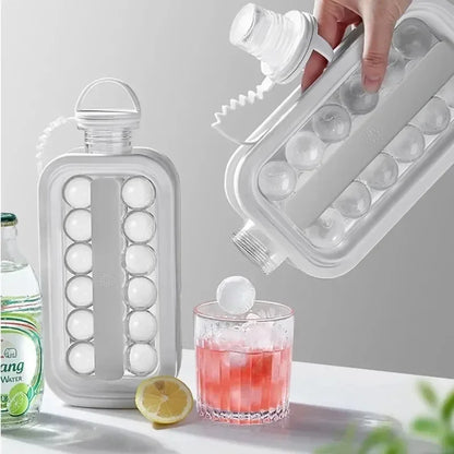 Portable Silicone Ice Making Tray Water Bottle 2-in-1 Creative Ice Cube Mold Kitchen Bar Counter Cold Drink Ice Ball Making Tool