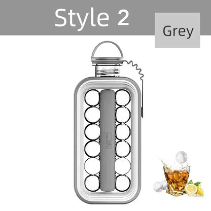 Portable Silicone Ice Making Tray Water Bottle 2-in-1 Creative Ice Cube Mold Kitchen Bar Counter Cold Drink Ice Ball Making Tool